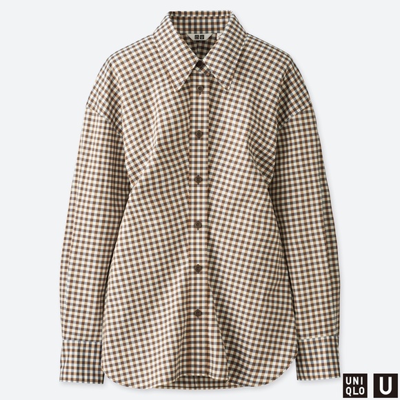 UNIQLO U Long Sleeve Button Down Shirt Gingham XS - Picture 3 of 4